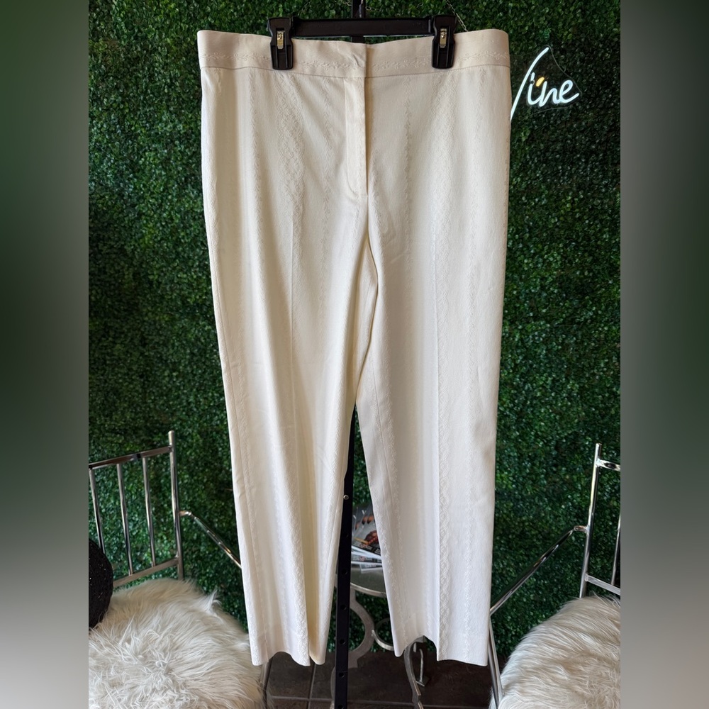 Elie Tahari White Embroidered Trousers
